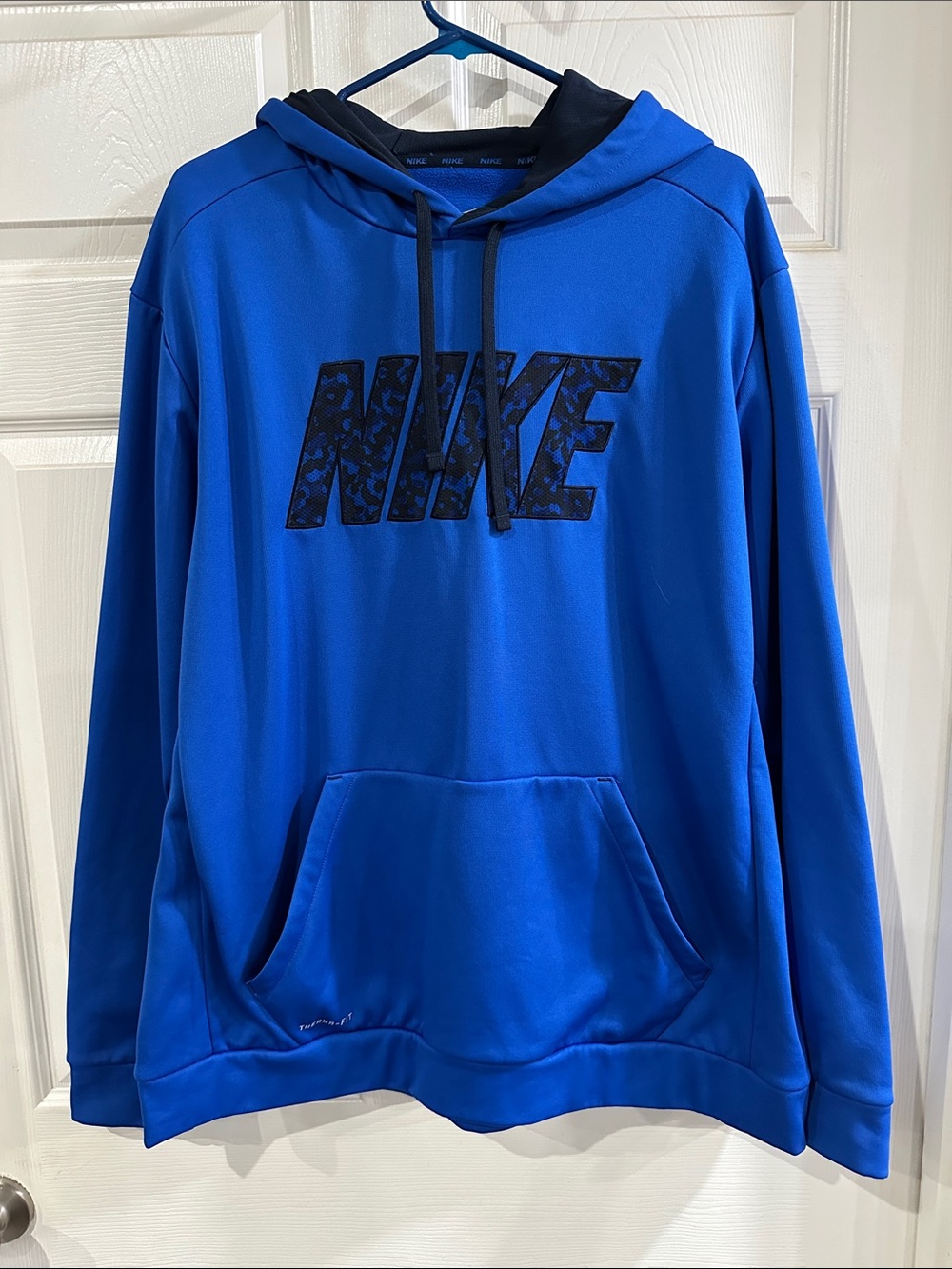 Nike Men's Royal Blue Hoodie with Black Logo